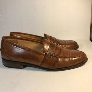 Johnston & Murphy Vintage Cellini Brown Leather Penny Loafers  Leather Dress Sho